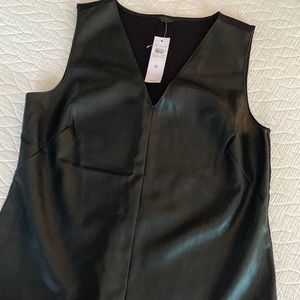 Ann Taylor Faux Leather Sleeveless Vneck Top